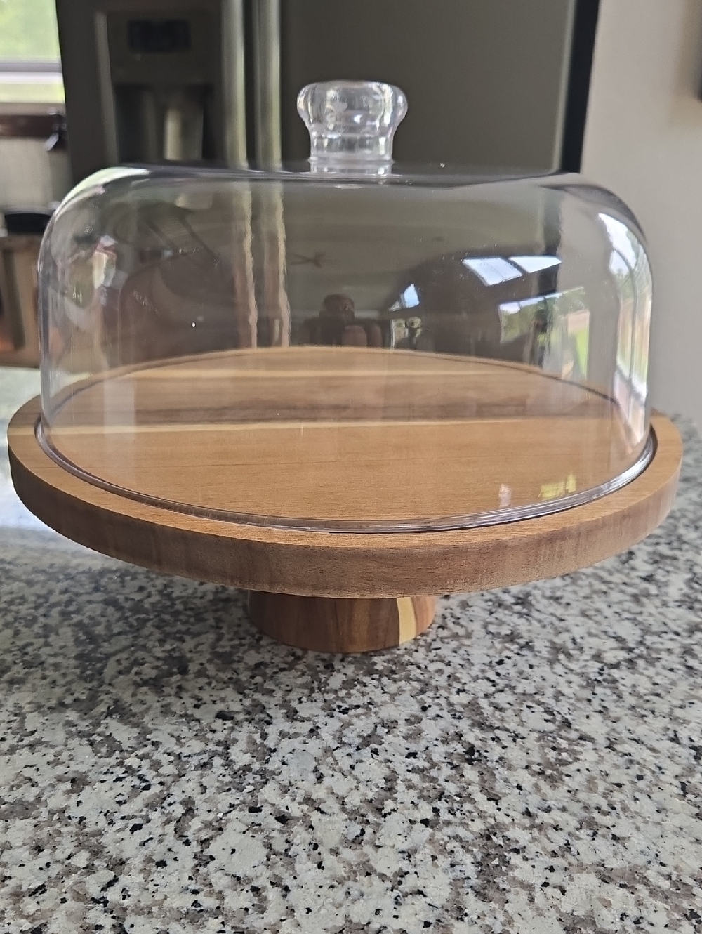 Acacia Wood Cake Stand with Lid – 12 Inch Round Dessert Holder 2-in-1 Cake Stand